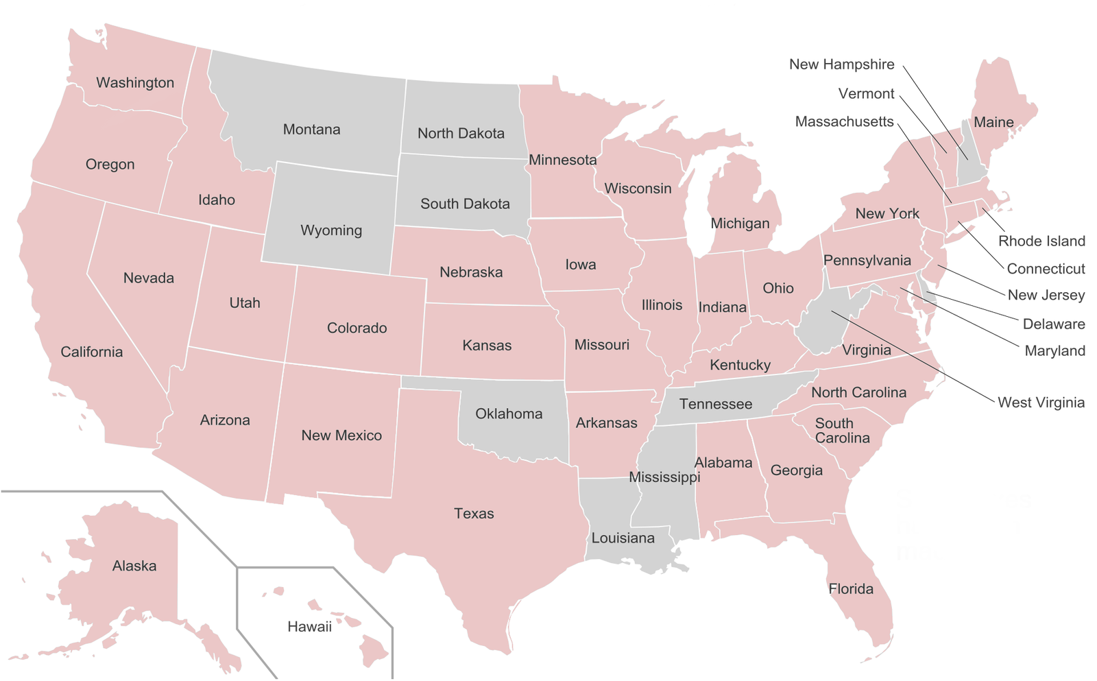 Map of the U.S. with Soul-Box-contributing states(37) colored in