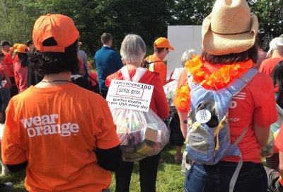 Soul Box backpack at a Wear Orange event