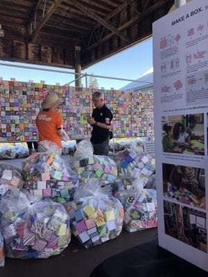 Ellen and Tim with Bags of Boxes at Portland Event June 2021