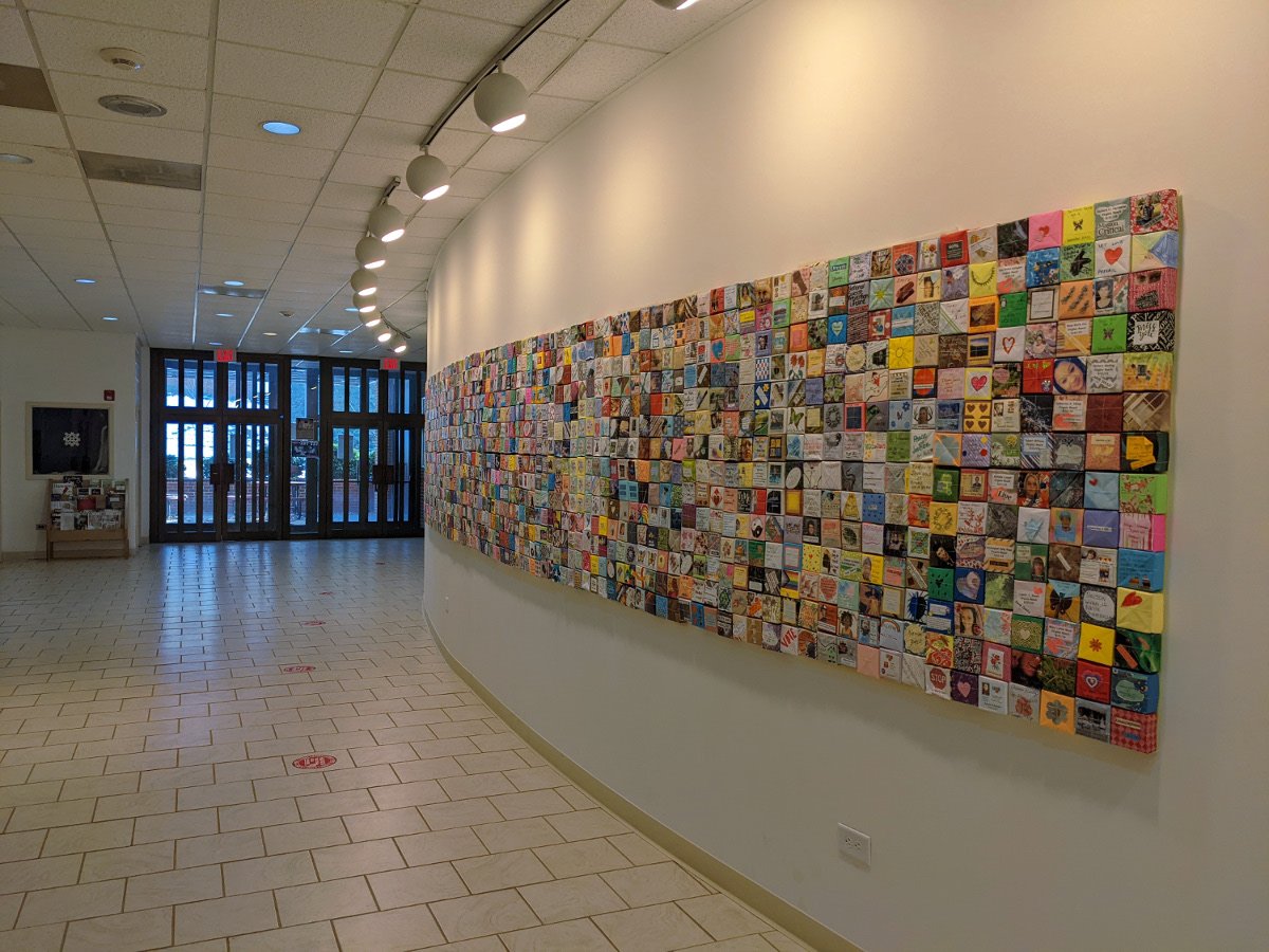 12 Soul Box panels on a curved wall, University of Lynchburg, VA