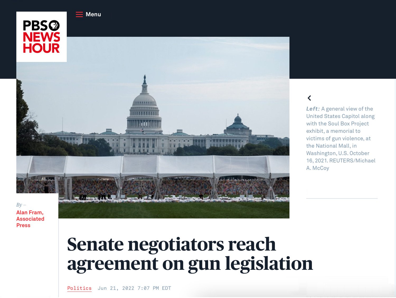 PBS News Hour uses Reuters image of Soul Box Project in front of the Capitol Building in D.C.